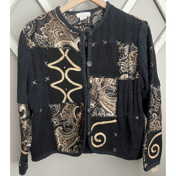 Sandy Starkman Women's L Knit Tapestry Blazer Jacket Buttons - Picture 1 of 10